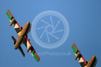 World © Octane Photographic Ltd. UAE Al Fursan (The Knights) Air Display Team – Aermacchi MB-339A. Saturday 25th November 2017, F1 Abu Dhabi GP - Yas Marina circuit, Abu Dhabi. Digital Ref : 2011CB1L8157