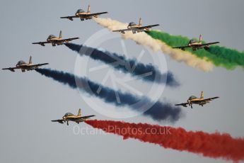 World © Octane Photographic Ltd. UAE Al Fursan (The Knights) Air Display Team – Aermacchi MB-339A. Saturday 25th November 2017, F1 Abu Dhabi GP - Yas Marina circuit, Abu Dhabi. Digital Ref : 2011CB1L8197
