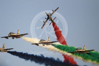 World © Octane Photographic Ltd. UAE Al Fursan (The Knights) Air Display Team – Aermacchi MB-339A. Saturday 25th November 2017, F1 Abu Dhabi GP - Yas Marina circuit, Abu Dhabi. Digital Ref : 2011CB1L8209