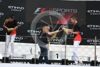 World © Octane Photographic Ltd. F1 eSports podium - Abu Dhabi, Yas Marina Circuit - 26 November 2017.Brendon Leigh (Champion), Fabrizio Donoso Delgado (2nd), Sven Zurner (3rd)