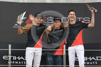 World © Octane Photographic Ltd. F1 eSports podium - Abu Dhabi, Yas Marina Circuit - 26 November 2017.Brendon Leigh (Champion), Fabrizio Donoso Delgado (2nd), Sven Zurner (3rd)