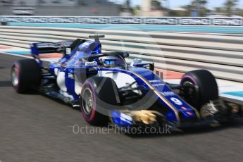 World © Octane Photographic Ltd. Formula 1 - Abu Dhabi Grand Prix - Friday Practice 1. Marcus Ericsson with Halo – Sauber F1 Team C36. Yas Marina Circuit, Abu Dhabi. Friday 24th November 2017. Digital Ref: