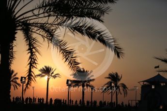 World © Octane Photographic Ltd. Formula 1 - Abu Dhabi Grand Prix - Friday - Practice 2. Fans with the setting sun behind them. Yas Marina Circuit, Abu Dhabi. Friday 24th November 2017. Digital Ref: 2003LB2D8487