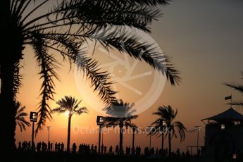 World © Octane Photographic Ltd. Formula 1 - Abu Dhabi Grand Prix - Friday - Practice 2. Fans with the setting sun behind them. Yas Marina Circuit, Abu Dhabi. Friday 24th November 2017. Digital Ref: 2003LB2D8487