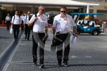 World © Octane Photographic Ltd. Formula 1 - Abu Dhabi Grand Prix - Paddock. Zak Brown - Executive Director of McLaren Technology Group and John Cooper - Commercial and Financial Director. Yas Marina Circuit, Abu Dhabi. Friday 24th November 2017. Digital Ref:1998LB2D7791