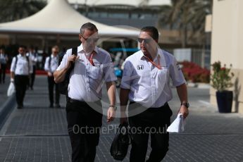 World © Octane Photographic Ltd. Formula 1 - Abu Dhabi Grand Prix - Paddock. Zak Brown - Executive Director of McLaren Technology Group and John Cooper - Commercial and Financial Director. Yas Marina Circuit, Abu Dhabi. Friday 24th November 2017. Digital Ref:1998LB2D7801