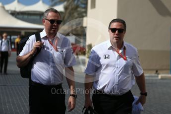 World © Octane Photographic Ltd. Formula 1 - Abu Dhabi Grand Prix - Paddock. Zak Brown - Executive Director of McLaren Technology Group and John Cooper - Commercial and Financial Director. Yas Marina Circuit, Abu Dhabi. Friday 24th November 2017. Digital Ref:1998LB2D7808