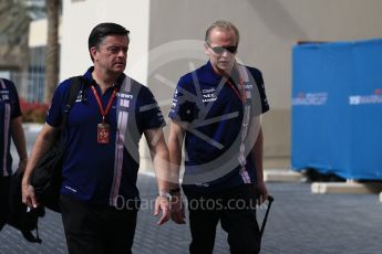 World © Octane Photographic Ltd. Formula 1 - Abu Dhabi Grand Prix - Paddock. Andrew Stevenson - Sporting Director and Andy Green - Technical Director at Sahara Force India. Yas Marina Circuit, Abu Dhabi. Friday 24th November 2017. Digital Ref:1998LB2D7859