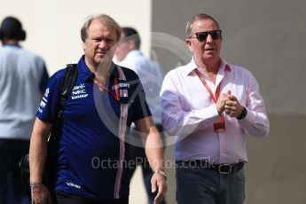 World © Octane Photographic Ltd. Formula 1 - Abu Dhabi Grand Prix - Paddock. Robert Fernley - Deputy Team Principal of Sahara Force India and Martin Brundle. Yas Marina Circuit, Abu Dhabi. Friday 24th November 2017. Digital Ref:1998LB2D8076