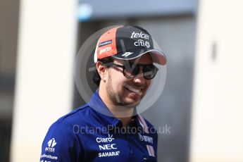 World © Octane Photographic Ltd. Formula 1 - Abu Dhabi Grand Prix - Friday Paddock. Sergio Perez - Sahara Force India VJM10. Yas Marina Circuit, Abu Dhabi. Friday 24th November 2017. Digital Ref: 1998LB2D8387