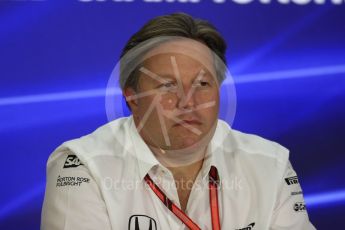 World © Octane Photographic Ltd. Formula 1 - Abu Dhabi Grand Prix – Friday Team Press Conference – Part 2. Zak Brown - Executive Director of McLaren Technology Group. Yas Marina Circuit, Abu Dhabi. Friday 24th November 2017. Digital Ref: