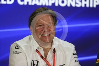World © Octane Photographic Ltd. Formula 1 - Abu Dhabi Grand Prix – Friday Team Press Conference – Part 2. Zak Brown - Executive Director of McLaren Technology Group. Yas Marina Circuit, Abu Dhabi. Friday 24th November 2017. Digital Ref: