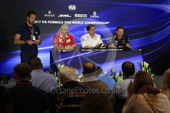 World © Octane Photographic Ltd. Formula 1 - Abu Dhabi Grand Prix – Friday Team Press Conference – Part 1. Maurizio Arrivabene – Managing Director and Team Principal of Scuderia Ferrari, Christian Horner - Team Principal of Red Bull Racing and Toto Wolff - Executive Director & Head of Mercedes-Benz Motorsport. Yas Marina Circuit, Abu Dhabi. Friday 24th November 2017. Digital Ref: