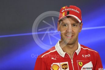 World © Octane Photographic Ltd. Formula 1 - Abu Dhabi Grand Prix – Thursday Driver Press Conference – Part 1. Sebastian Vettel - Scuderia Ferrari. Yas Marina Circuit, Abu Dhabi. Thursday 23rd November 2017. Digital Ref: 1997LB1D1334