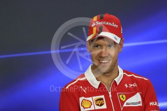 World © Octane Photographic Ltd. Formula 1 - Abu Dhabi Grand Prix – Thursday Driver Press Conference – Part 1. Sebastian Vettel - Scuderia Ferrari. Yas Marina Circuit, Abu Dhabi. Thursday 23rd November 2017. Digital Ref: 1997LB1D1341