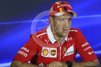 World © Octane Photographic Ltd. Formula 1 - Abu Dhabi Grand Prix – Thursday Driver Press Conference – Part 1. Sebastian Vettel - Scuderia Ferrari. Yas Marina Circuit, Abu Dhabi. Thursday 23rd November 2017. Digital Ref: 1997LB1D1433