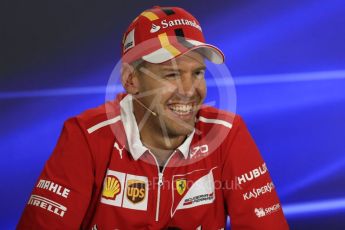 World © Octane Photographic Ltd. Formula 1 - Abu Dhabi Grand Prix – Thursday Driver Press Conference – Part 1. Sebastian Vettel - Scuderia Ferrari. Yas Marina Circuit, Abu Dhabi. Thursday 23rd November 2017. Digital Ref: 1997LB1D1466