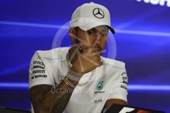 World © Octane Photographic Ltd. Formula 1 - Abu Dhabi Grand Prix – Thursday Driver Press Conference – Part 1. Lewis Hamilton - Mercedes AMG Petronas. Yas Marina Circuit, Abu Dhabi. Thursday 23rd November 2017. Digital Ref: 1997LB1D1544