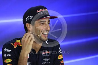 World © Octane Photographic Ltd. Formula 1 - Abu Dhabi Grand Prix – Thursday Driver Press Conference – Part 1. Daniel Ricciardo - Red Bull Racing. Yas Marina Circuit, Abu Dhabi. Thursday 23rd November 2017. Digital Ref: 1997LB1D1769