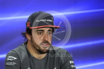 World © Octane Photographic Ltd. Formula 1 - Abu Dhabi Grand Prix – Thursday Driver Press Conference – Part 2. Fernando Alonso - McLaren Honda. Yas Marina Circuit, Abu Dhabi. Thursday 23rd November 2017. Digital Ref: 1997LB1D1847