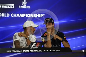 World © Octane Photographic Ltd. Formula 1 - Abu Dhabi Grand Prix – Thursday Driver Press Conference – Part 1. Lewis Hamilton - Mercedes AMG Petronas and Daniel Ricciardo - Red Bull Racing. Yas Marina Circuit, Abu Dhabi. Thursday 23rd November 2017. Digital Ref: 1997LB2D7561
