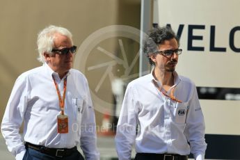 World © Octane Photographic Ltd. Formula 1 - Abu Dhabi Grand Prix - Thursday Setup. Chairlie Whiting - Formula 1 Race Director and Laurent Mekies FIA safety director. Yas Marina Circuit, Abu Dhabi. Thursday 23rd November 2017. Digital Ref:1996CB1L4833