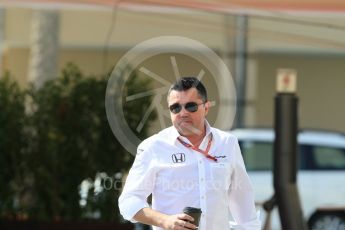 World © Octane Photographic Ltd. Formula 1 - Abu Dhabi Grand Prix - Thursday Setup. Eric Boullier - Racing Director of McLaren Honda. Yas Marina Circuit, Abu Dhabi. Thursday 23rd November 2017. Digital Ref: 1996CB1L4885