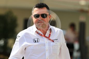 World © Octane Photographic Ltd. Formula 1 - Abu Dhabi Grand Prix - Thursday Setup. Eric Boullier - Racing Director of McLaren Honda. Yas Marina Circuit, Abu Dhabi. Thursday 23rd November 2017. Digital Ref: 1996CB1L4895