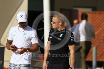 World © Octane Photographic Ltd. Formula 1 - Abu Dhabi Grand Prix - Thursday Setup. Lewis Hamilton and Valtteri Bottas - Mercedes AMG Petronas F1 W08 EQ Energy+. Yas Marina Circuit, Abu Dhabi. Thursday 23rd November 2017. Digital Ref: 1996CB1L5130