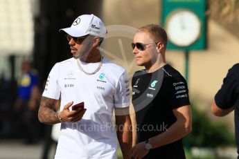 World © Octane Photographic Ltd. Formula 1 - Abu Dhabi Grand Prix - Thursday Setup. Lewis Hamilton and Valtteri Bottas- Mercedes AMG Petronas F1 W08 EQ Energy+. Yas Marina Circuit, Abu Dhabi. Thursday 23rd November 2017. Digital Ref: 1996CB1L5146