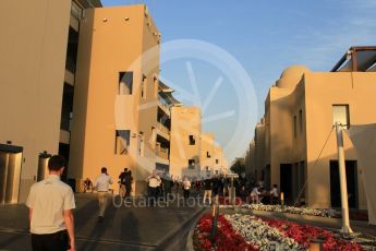 World © Octane Photographic Ltd. Formula 1 - Abu Dhabi Grand Prix - Thursday Setup. End of day sunset light in the paddock. Yas Marina Circuit, Abu Dhabi. Thursday 23rd November 2017. Digital Ref: 1996CB1L5452