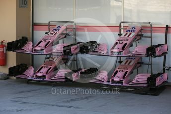 World © Octane Photographic Ltd. Formula 1 - Abu Dhabi Grand Prix - Thursday Setup. Sahara Force India VJM10 Esteban Ocon and Sergio Perez' noses. Yas Marina Circuit, Abu Dhabi. Thursday 23rd November 2017. Digital Ref:1996CB5D8976
