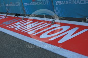 World © Octane Photographic Ltd. Formula 1 - Abu Dhabi Grand Prix - Thursday Setup. Lewis Hamilton - Mercedes AMG Petronas F1 W08 EQ Energy+. Yas Marina Circuit, Abu Dhabi. Thursday 23rd November 2017. Digital Ref:1996CB5D9075