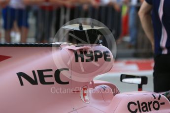 World © Octane Photographic Ltd. Formula 1 - Abu Dhabi Grand Prix - Thursday Setup. Sahara Force India VJM10. Yas Marina Circuit, Abu Dhabi. Thursday 23rd November 2017. Digital Ref: 1996CB5D9308