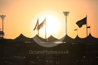 World © Octane Photographic Ltd. Formula 1 - Abu Dhabi Grand Prix - Thursday Setup. End of day sunset. Yas Marina Circuit, Abu Dhabi. Thursday 23rd November 2017. Digital Ref: 1996CB5D9438
