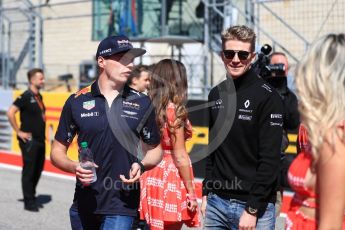 World © Octane Photographic Ltd. Formula 1 - American Grand Prix - Sunday - Drivers Parade. Max Verstappen - Red Bull Racing and Carlos Sainz - Renault Sport F1 Team. Circuit of the Americas, Austin, Texas, USA. Sunday 22nd October 2017. Digital Ref: 1993LB1D8613
