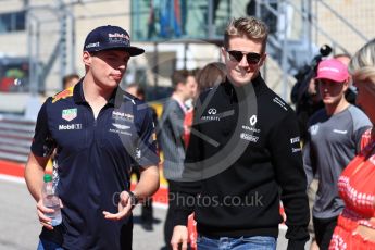 World © Octane Photographic Ltd. Formula 1 - American Grand Prix - Sunday - Drivers Parade. Max Verstappen - Red Bull Racing and Carlos Sainz - Renault Sport F1 Team. Circuit of the Americas, Austin, Texas, USA. Sunday 22nd October 2017. Digital Ref: 1993LB1D8619