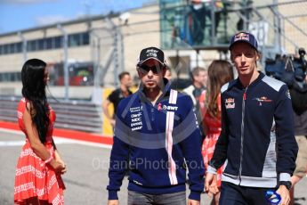 World © Octane Photographic Ltd. Formula 1 - American Grand Prix - Sunday - Drivers Parade. Daniil Kvyat - Scuderia Toro Rosso and Sergio Perez - Sahara Force India. Circuit of the Americas, Austin, Texas, USA. Sunday 22nd October 2017. Digital Ref: 1993LB1D8675
