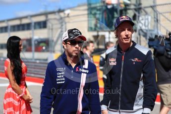 World © Octane Photographic Ltd. Formula 1 - American Grand Prix - Sunday - Drivers Parade. Daniil Kvyat - Scuderia Toro Rosso and Sergio Perez - Sahara Force India. Circuit of the Americas, Austin, Texas, USA. Sunday 22nd October 2017. Digital Ref: 1993LB1D8680
