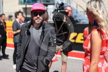 World © Octane Photographic Ltd. Formula 1 - American Grand Prix - Sunday - Drivers Parade. Fernando Alonso - McLaren Honda. Circuit of the Americas, Austin, Texas, USA. Sunday 22nd October 2017. Digital Ref: 1993LB1D8691