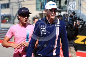 World © Octane Photographic Ltd. Formula 1 - American Grand Prix - Sunday - Drivers Parade. Esteban Ocon - Sahara Force India and Lance Stroll - Williams Martini Racing . Circuit of the Americas, Austin, Texas, USA. Sunday 22nd October 2017. Digital Ref: 1993LB1D8718