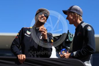 World © Octane Photographic Ltd. Formula 1 - American Grand Prix - Sunday - Drivers Parade. Daniel Ricciardo - Red Bull Racing and Brendon Hartley - Scuderia Toro Rosso. Circuit of the Americas, Austin, Texas, USA. Sunday 22nd October 2017. Digital Ref: 1993LB1D8879
