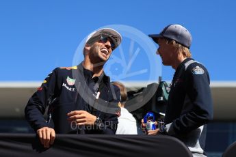 World © Octane Photographic Ltd. Formula 1 - American Grand Prix - Sunday - Drivers Parade. Daniel Ricciardo - Red Bull Racing and Brendon Hartley - Scuderia Toro Rosso. Circuit of the Americas, Austin, Texas, USA. Sunday 22nd October 2017. Digital Ref: 1993LB1D8883