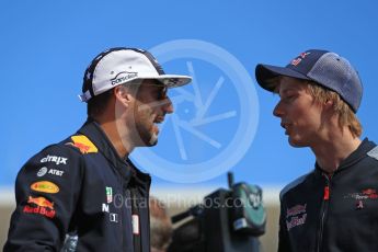 World © Octane Photographic Ltd. Formula 1 - American Grand Prix - Sunday - Drivers Parade. Daniel Ricciardo - Red Bull Racing and Brendon Hartley - Scuderia Toro Rosso. Circuit of the Americas, Austin, Texas, USA. Sunday 22nd October 2017. Digital Ref: 1993LB1D8902