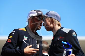 World © Octane Photographic Ltd. Formula 1 - American Grand Prix - Sunday - Drivers Parade. Daniel Ricciardo - Red Bull Racing and Brendon Hartley - Scuderia Toro Rosso. Circuit of the Americas, Austin, Texas, USA. Sunday 22nd October 2017. Digital Ref: 1993LB1D8908