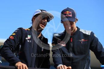 World © Octane Photographic Ltd. Formula 1 - American Grand Prix - Sunday - Drivers Parade. Daniel Ricciardo - Red Bull Racing and Brendon Hartley - Scuderia Toro Rosso. Circuit of the Americas, Austin, Texas, USA. Sunday 22nd October 2017. Digital Ref: 1993LB1D8930