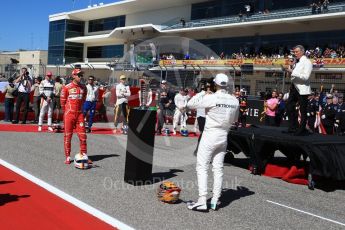 World © Octane Photographic Ltd. Formula 1 - American Grand Prix - Sunday - Grid. Lewis Hamilton - Mercedes AMG Petronas F1 Team and Sebastian Vettel - Scuderia Ferrari. Circuit of the Americas, Austin, Texas, USA. Sunday 22nd October 2017. Digital Ref: 1993LB2D7094