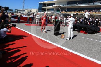 World © Octane Photographic Ltd. Formula 1 - American Grand Prix - Sunday - Grid. Lewis Hamilton - Mercedes AMG Petronas F1 Team and Sebastian Vettel - Scuderia Ferrari. Circuit of the Americas, Austin, Texas, USA. Sunday 22nd October 2017. Digital Ref: 1993LB2D7106