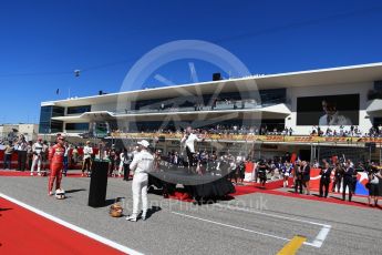 World © Octane Photographic Ltd. Formula 1 - American Grand Prix - Sunday - Grid. Lewis Hamilton - Mercedes AMG Petronas F1 Team and Sebastian Vettel - Scuderia Ferrari. Circuit of the Americas, Austin, Texas, USA. Sunday 22nd October 2017. Digital Ref: 1993LB2D7109