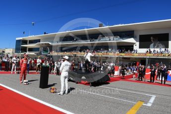 World © Octane Photographic Ltd. Formula 1 - American Grand Prix - Sunday - Grid. Lewis Hamilton - Mercedes AMG Petronas F1 Team and Sebastian Vettel - Scuderia Ferrari. Circuit of the Americas, Austin, Texas, USA. Sunday 22nd October 2017. Digital Ref: 1993LB2D7110